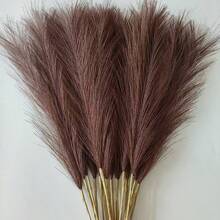 5/10/20/50pcs 21 Inch Fluffy Artificial Reed Decor. High Quality Artificial Reed, Suitable For Living Room, Party Wall, Vase, Wedding Decoration, Dark Coffee Color - Mocha Brown - View 3