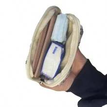 Túi đựng mỹ phẩm, ví đựng thẻ, hộp đựng tai nghe, ví đựng chìa khóa, túi đựng CCD mềm mại, dễ thương, thêu nơ, có khóa kéo. - Xem 5