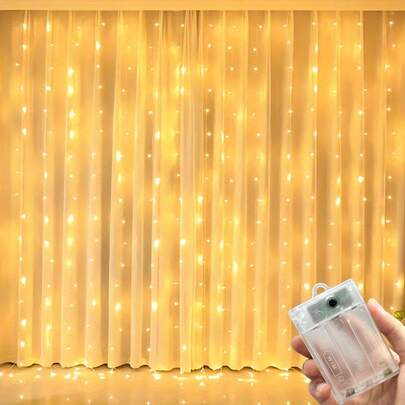Battery Powered (Batteries Not Included) Curtain Lights, 8 Lighting Modes, Indoor Curtain Decor Lights, Christmas Hanging Ornaments, Fairy Lights, Summer Wedding Party Decor, Birthday Gift, Valentine's Day, Holiday Atmosphere Decoration