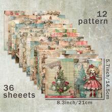 36 Sheets A5 Christmas Tree Girl Music Score Background Scrapbooking Paper, Suitable For Bullet Journal, Scrapbook, Card Making And Craft Projects - Rectangle - View 6