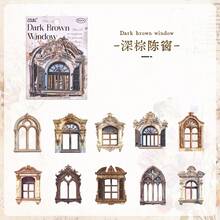10pcs/Pack Gilded Porch Series Scrapbooking Stickers, Diverse Styles Suitable For Various Scenarios, Vintage Window & Door Themed, Self-Adhesive, Ideal For Journaling, Office & School Supplies, Back To School Scrapbook Supplies - A - View 13