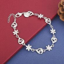 925纯银镀层精致多球铃铛手链，时尚女士派对礼物配饰 - 銀色 - 查看 2