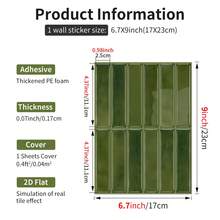 耐用PET自粘防溅瓷砖 – 绿色砖纹，防水防污，0.07英寸厚，适用于厨房、浴室、洗衣房、卧室 - 條紋 - 查看 28