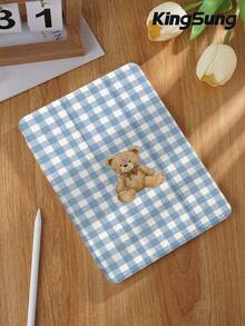 Kingsung 小熊针织图案平板电脑保护套，兼容 iPad 9.7/10.2/10.5/10.9/12.9/Pro 11（第十代），兼容三星 Galaxy Tab S6 Lite 10.4 英寸，兼容 Kindle Paperwhite 第十二代（2024 年款），Kindle 第十一代（2022 年款），克拉拉色，柔软防摔，智能支架/自动唤醒/睡眠功能 - 彩色 - 查看 3