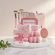 Set Profesional de 42 Piezas para Maquillaje con Estuche Washbag - Incluye Brochas Esponjas y Accesorios | Color Rosa - Rosa - Ver 2