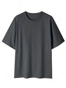 Camvyn Men's Casual Short Sleeve T-Shirt With Slogan Print, Drop Shoulders, Loose Fit And Breathable. Ideal For Summer. - 深灰色 - 查看 3