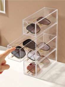 Hộp đựng kính mắt 4 tầng bằng acrylic, giá để bàn xếp chồng được dùng để đựng kính mắt, mỹ phẩm và trang sức, có ngăn kéo, dung tích lớn, có thể đặt nằm ngang hoặc dọc, hộp đựng có ngăn kéo trong suốt để bàn, thích hợp để đựng kính mắt, mỹ phẩm và son môi - Giá chống bụi, thích hợp làm quà tặng. - Nhiều màu - Xem 3
