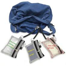 Portapassaporte con cadena antirrobo, billetera antirrobo, organizador de cables de datos, bolsa de cosméticos, monedero, diseño de malla para fácil acceso, adecuado para uso diario y viajes. Funda de pasaporte, estuche de pasaporte para viajes, accesorios de viaje livianos, portátiles, vacaciones, artículos esenciales de verano - Multicolor - Ver 7