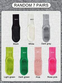1双/4双/6双装女士条纹瑜伽防滑袜，专业室内运动健身中筒袜，精美圣诞礼物，独特新年礼物，女友情人节礼物 - 彩色 - 查看 17