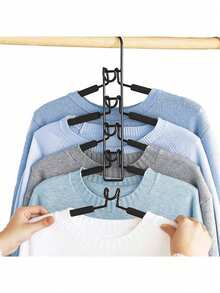 Multi-Functional Hanger, Seamless Sponge Hanger, Multi-Layer Space-Saving Clothes Support Rack, T-Shirt Drying Rack, Wardrobe Storage Rack, Bedroom Dormitory Accessories, Storage Organization Decorations, Holiday Decorations, Room Decorations, Home Decorations, Bedroom Decorations, Dresses, Pants, Shoes, Jeans, Boots, Skirts, Spring, Simple, Summer Tops - Black - View 5
