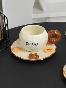 Cabin Kangaroo 一套创意饼干手柄陶瓷杯碟套装，可爱3D饼干造型咖啡杯，美观的早餐杯，家居及礼品之选 - 彩色 - 查看 14