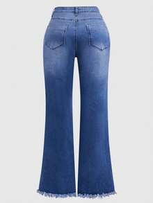 New Women'S Jeans For Everyday Use In 2026, Featuring Casual, Breathable Material, Retro Dark Blue Embroidered Flared Design, And Extended Floor-Length Style - 藍色 - 查看 6