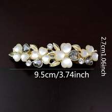 1个大号弹簧夹简约花朵仿猫眼发夹，马尾辫发饰，成人款，爪夹 - 白色 - 查看 14