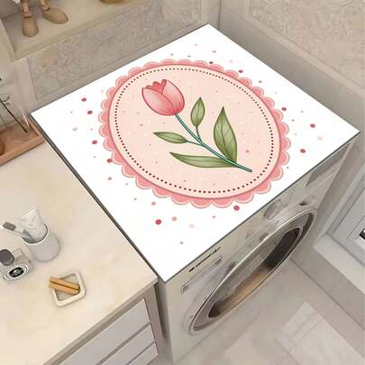1 tấm lót phủ mặt trên máy giặt và máy sấy họa tiết hoa tulip, chất liệu Diatomite, dùng để che bụi máy giặt, phụ kiện nhà bếp, chống trượt, thích hợp cho phòng giặt, phòng tắm, trang trí nhà cửa và phòng ngủ.