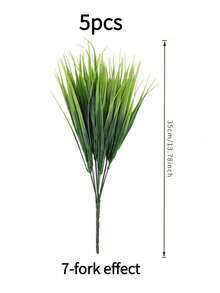 5pcs/1pc Simulation Of Four Seasons Green Spring Grass Wheat Grass Green Simulation Shrubs Daily Garden Village Home Decoration Plants Courtyard Porch Hanging Basket Decoration Plastic Simulation Grass - Green - View 12