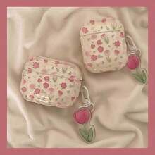 Pink Floral Protective Case Compatible With Apple Charging Case, Scratch-Resistant Anti-Drop Cover - Clear - View 1