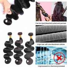 Body Wave Brazilian Human Hair Bundles Unprocessed Virgin Hair Weave Extensions 28 30 32 Inches Human Hair Extensions - Natural Black - View 6