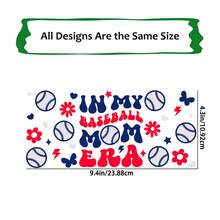 4 件/套 16 盎司玻璃杯 UV DTF 转印贴纸（9.4x4.3 英寸），无需加热，适合“我的运动妈妈时代”，酷炫棒球、篮球、橄榄球、排球图案，防水摩擦贴纸，DIY 礼物 - 2MAMA 02 - 查看 2