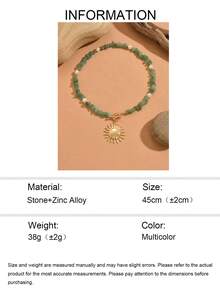 1条创意串珠项链，配金色太阳吊坠，时尚百搭的颈链，适合日常佩戴和参加派对。珠子和宝石的数量因长度而异。 - 彩色 - 查看 4