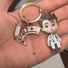 Unique Medical Tool Keychain Set - Stethoscope, Syringe & Mask - Perfect Nurse Gifts! - Multicolor New-5 - View 3