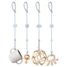 4个装柔软硅胶磨牙玩具奶嘴夹，可调节婴儿奶嘴夹，婴儿推车配件 - 藍色 - 查看 11