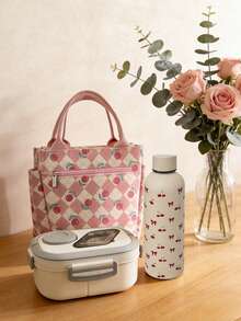 Juego de Fiambrera Portátil: Fiambrera Bento Aislada de Acero Inoxidable, Taza a Cuadros Rosa y Blanca. Estilo Retro, Fiambrera Hermética a Prueba de Fugas, Aislamiento de Temperatura Duradero, Botella Aislada y Bolsa de Transporte a Juego. Adecuado para Estudiantes, Trabajadores de Oficina, Picnics, Camping - Combina Estética y Practicidad. - Multicolor - Ver 8