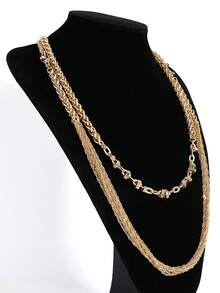 Dây chuyền nhiều lớp màu vàng cổ điển Y2K, dây đeo thắt lưng đa năng phong cách Punk dành cho nữ, trang sức nhiều lớp. - Nhiều màu - Xem 8