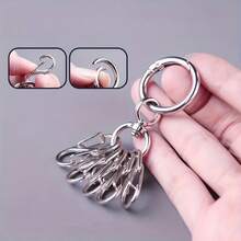Zinc Alloy Keychains Set Of 5/Minimalist Style/Quick-Release 360-Degree Swivel Clasp/Suitable For Keys & Mini Flashlights/High-Strength Key Hooks - Multicolor - View 2