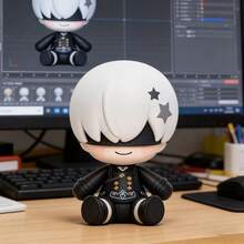 2B NieR:Automata Chibi Figure, Anime Girl Sitting Pose Collectible Model, Perfect Gift For Anime Fans, Birthday, Holiday - Multicolor - View 3