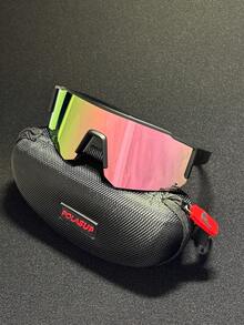 POLASUP Baby Pink Frameless TR90 Sports Glasses, Gradient Geometric Lens Windproof Motorcycle Cycling Eyewear For All Seasons - Multicolor - View 19