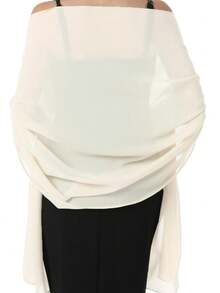 1条长款柔软雪纺围巾披肩，时尚披肩，适合晚礼服、婚礼、新娘装扮，女士黑色羊绒披肩，尺寸200*68厘米/78*27.3英寸 - 彩色 - 查看 19