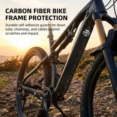 1 miếng bảo vệ khung xe đạp, chất liệu sợi carbon, chống thấm nước, dùng cho xe đạp leo núi và xe đạp đường trường.