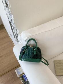 Túi xách kiểu vỏ sò họa tiết da rắn mới, túi đeo vai chéo thời trang dành cho nữ. - màu xanh lá - Xem 1