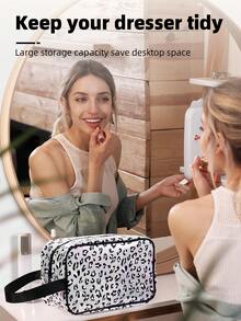 1 Túi đựng mỹ phẩm laser chấm đen trắng - màu đen - Xem 4