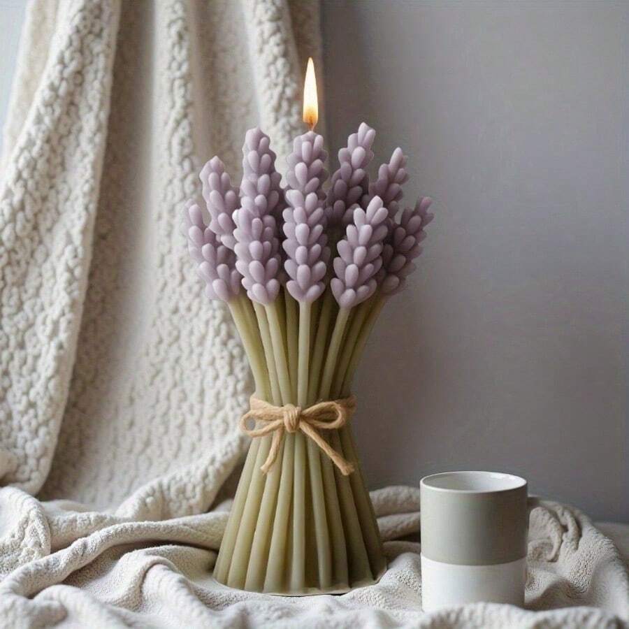 Lavender Candle Making Mold - Elegant Silicone Mold For DIY Candles, Epoxy Resin, Plaster & Clay, Reusable Floral Craft Mold With Easy Release Design - Mold 83 - View 1