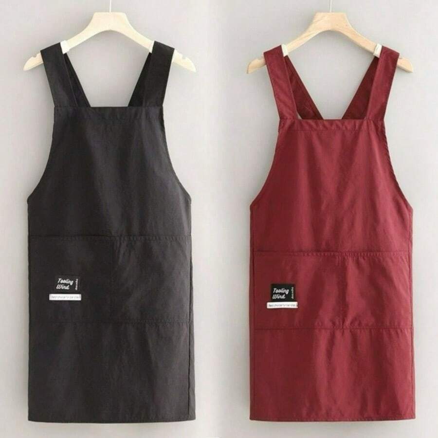 1pc Sleeveless Criss-Cross Apron, Made Of Polyester Fiber, Household Kitchen Cooking Workwear