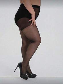 4双装女士性感透明黑色连裤袜，时尚简约，舒适透气 - 黑色 - 查看 3