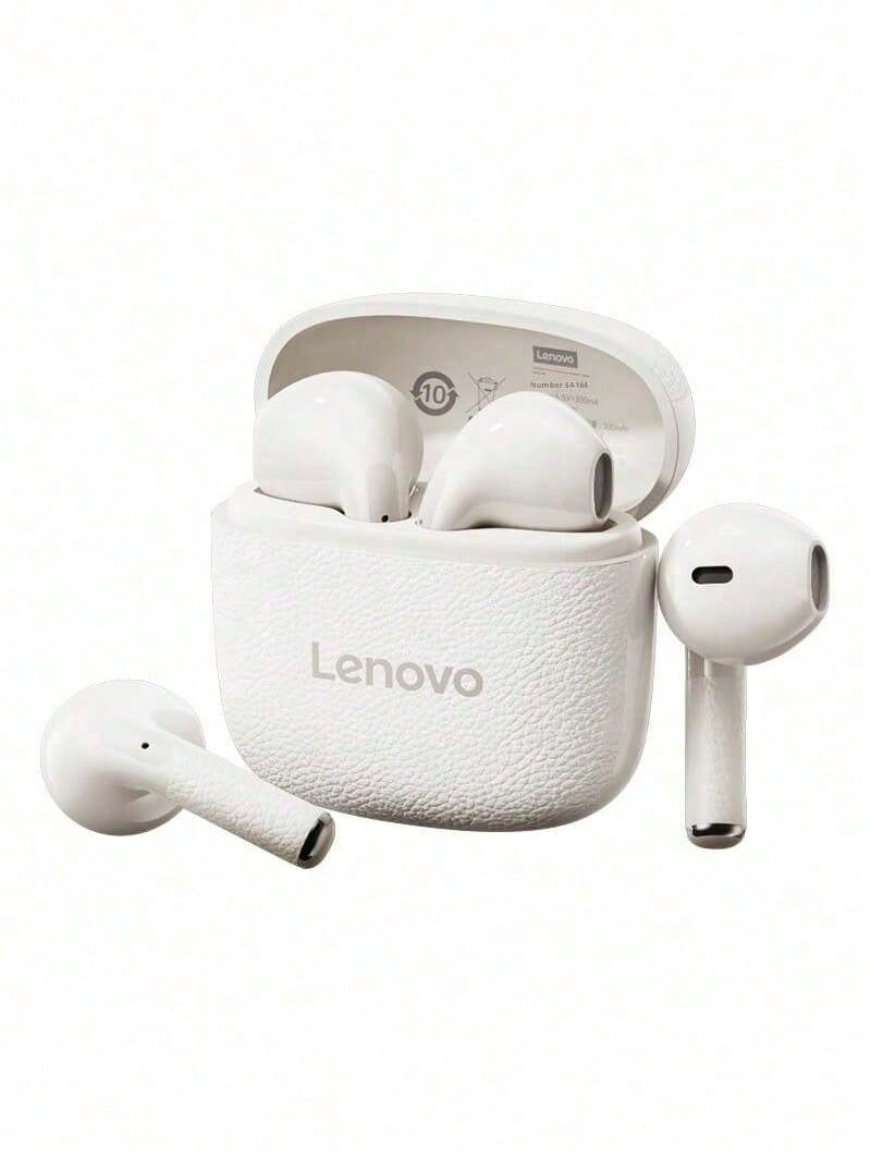 Lenovo EA166 藍牙耳機,智能降噪,清晰通話,無線藍牙耳機,高品質音訊,內置麥克風,IPX5 防水,低延遲,適用於工作、旅行、睡眠、健身、音樂聆聽,入耳式耳機 - 櫻花白 - 查看 1