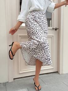 Chân váy dài nữ bằng vải in họa tiết da báo, chất liệu không co giãn, kiểu dáng thường ngày, thích hợp cho mùa hè. - Màu be - Xem 3