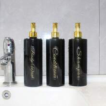 3/6pcs/500ml Bathroom Dispenser Bottles, Empty Containers For Shampoo, Body Wash, Conditioner, Refillable, Home Bathroom Decor, Autumn Decor, Back To School Decor, Plastic Refillable Soap Dispenser, Kitchen & Bathroom Storage, Empty Reusable Soap Lotion Shower Containers - Cylindrical White + Full Gold Pump - View 14