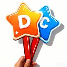 BELLKIDS 2/4张儿童“是/否”ABCD答题卡,星形手持课堂答题卡,PVC互动教学辅助工具,学生答题道具,学习材料,教师用品,教育文具,返校季 - 彩色 - 查看 6