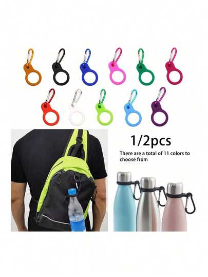 Heavy-Duty Aluminum Hook And Loop Fastener With Rubber Buckle For Attaching Water Bottles - Perfect For Camping And Hiking, With 11 Color Options, The Best Gift For Travel Enthusiasts, Outdoor Mountaineering Water Bottle Hanging Buckle, Silicone Water Bottle Buckle, Mountaineering Equipment (Hook Colors Sent At Random)