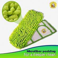 Reusable Chenille Mop Pads Washable Microfiber Pads For Standard Mop Heads -Compatible Dry Mops For Dust Pet Hair And Ss  Set Of 2 - Màu xanh lá - Xem 6