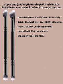 4支装专业双头化妆刷套装 - 包括粉底刷、轮廓刷、腮红刷、散粉刷、眼影刷、遮瑕刷、高光刷和晕染刷。柔软纤维刷毛，方便携带，是送给女性和女孩的绝佳礼物。化妆刷套装、化妆工具套装、化妆刷套装、全套化妆工具、化妆刷套装、全套化妆工具套装、化妆刷礼盒套装 - 黑色 - 查看 4