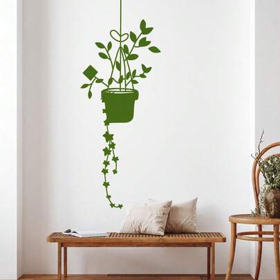 悬挂式植物墙贴，盆栽植物艺术，垂蔓装饰自粘艺术墙纸可移除墙贴家居卧室壁画客厅装饰厨房冰箱贴纸