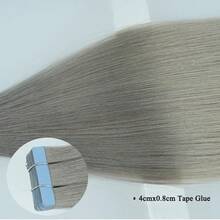 20 piezas/paquete, 30g Extensiones de cabello humano Remy, Invisible Tape-In, Liso, Adecuado para todos, Longitud de 10-24 pulgadas - SSilver - Ver 10