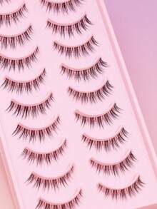 10 capas de pestañas postizas naturales ultra finas, esponjosas, suaves y gruesas de pelo de marta 3D, pestañas postizas largas y delgadas, pestañas postizas multicapa, pestañas postizas cortas y gruesas, estilos de pestañas transparentes e invisibles, raíces de pestañas populares - Negro - Ver 5