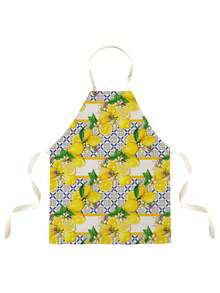 1 chiếc tạp dề in hình quả chanh, tạp dề yếm cho người lớn unisex có dây buộc cổ và eo, tạp dề bảo hộ khi nấu ăn trong nhà bếp. - Nhiều màu - Xem 5