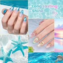 Beetles Dream Coast 8 Colors Cat Eye Gel Nail Polish Set, Pink Yellow Green Blue Purple Glitter Magnetic Shine Gel, Soak Off UV LED Salon & Home DIY Manicure Gifts For Women - 8 Colors Dream Coast - 查看 4
