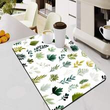 Leaf Printed Heat Resistant Cup Mat, Waterproof Non-Slip Rubber Bottom Coaster For Coffee Machine, Kitchen Counter, Quick Drying And Easy To Clean - Orange - View 16